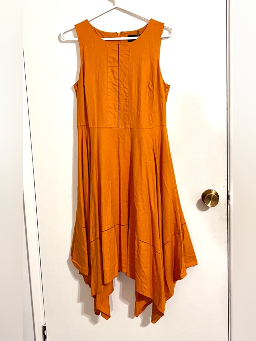 Donna Karan Vibrant Orange Sleeveless Midi Dress